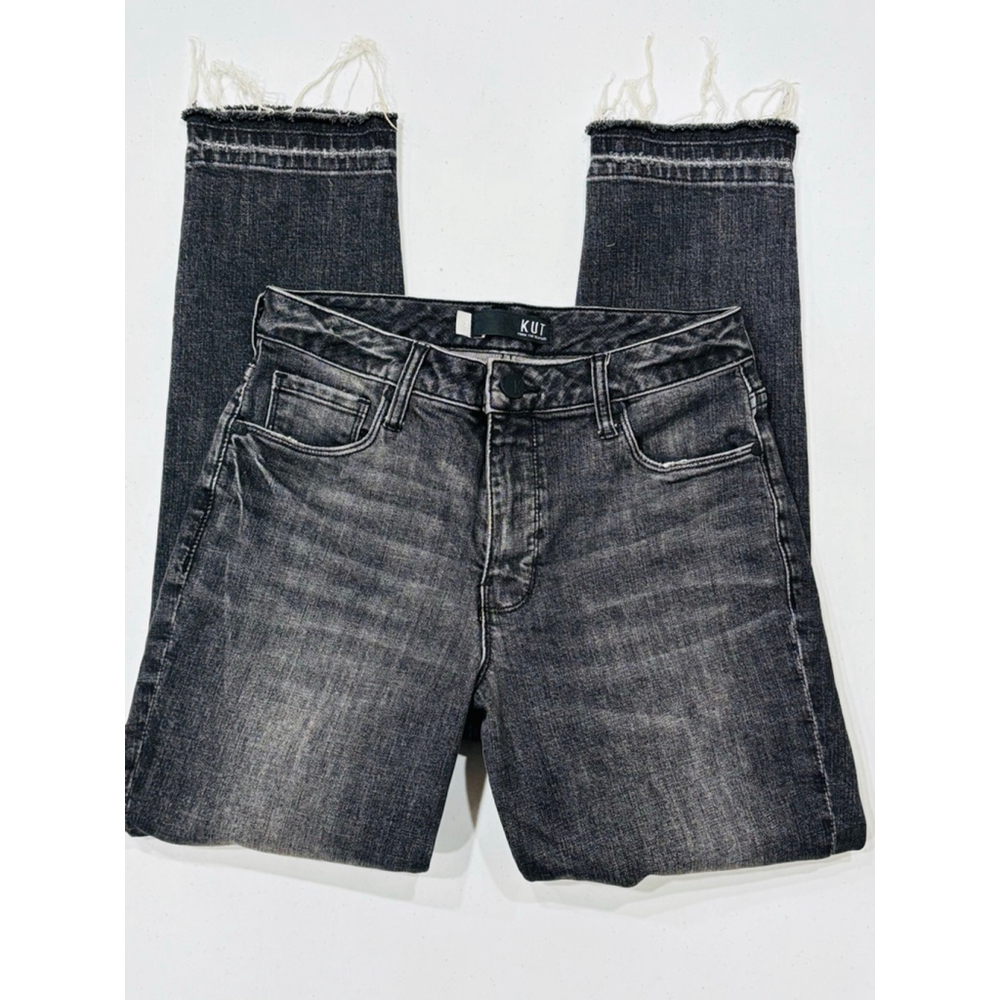 KUT From The Kloth Denim Jeans, Raw Hem, Black Fade, Woman’s 2 - Picture 4 of 8